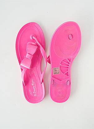 Tongs bout ouvert talon plat jusqu'à 3cm rose BANANA MOON femme