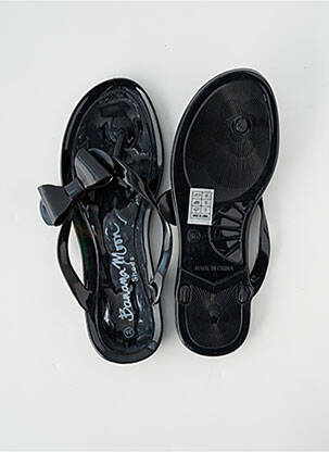 Tongs bout ouvert talon plat jusqu'à 3cm noir BANANA MOON femme