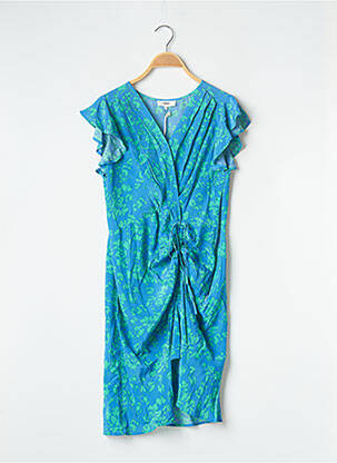 Robe mi-longue imprimé fantaisie manches courtes bleu SUNCOO femme