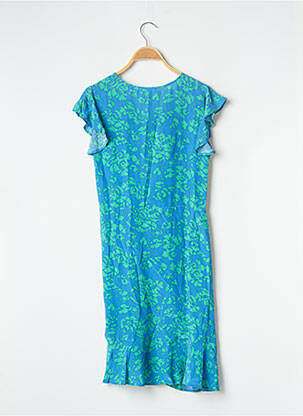 Robe mi-longue imprimé fantaisie manches courtes bleu SUNCOO femme