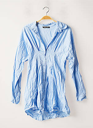 Tunique manches longues col chemisier bleu BOOHOO femme