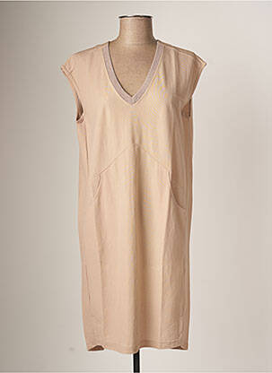 Robe mi-longue manches courtes manches courtes beige AMS PURE femme