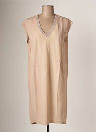 Robe mi-longue manches courtes manches courtes beige AMS PURE femme