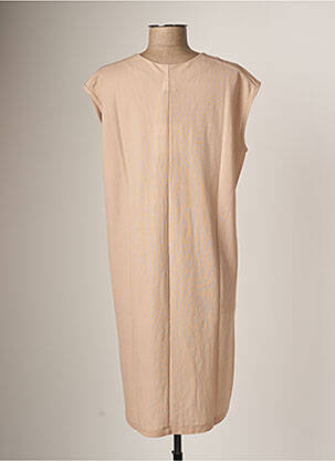 Robe mi-longue manches courtes manches courtes beige AMS PURE femme