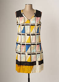 Robe courte fermeture zippée au dos sans manche jaune AVENTURES DES TOILES femme