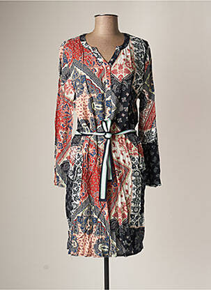 Robe mi-longue coupe fluide manches longues rouge ET COMPAGNIE femme
