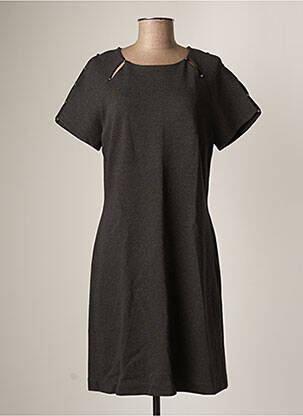 Robe mi-longue fermeture zippée au dos manches courtes gris EVA KAYAN femme