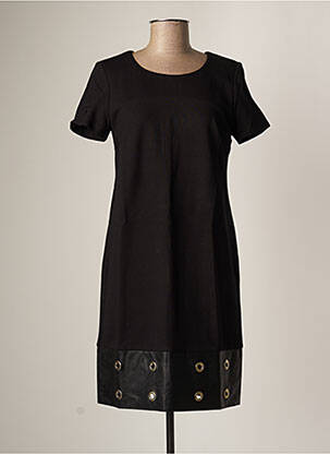 Robe courte fermeture zippée au dos manches courtes noir POUSSIERE D'ETOLE femme