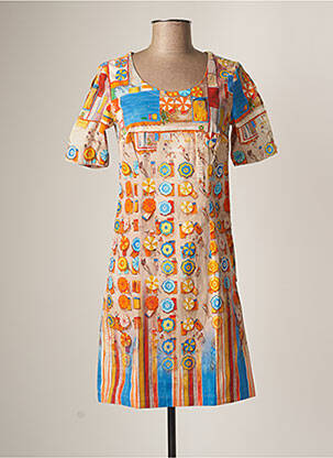 Robe courte manches courtes manches courtes orange AVENTURES DES TOILES femme