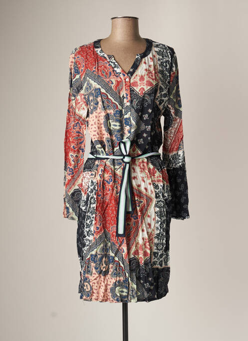 Robe mi-longue coupe fluide manches longues rouge ET COMPAGNIE femme