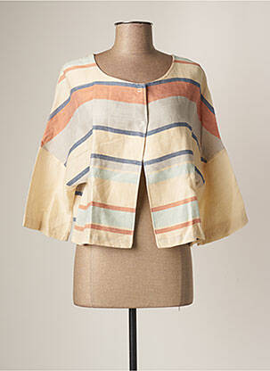 Veste casual col rond beige POUSSIERE D'ETOLE femme
