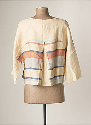Veste casual col rond beige POUSSIERE D'ETOLE femme