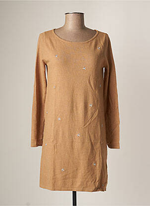 Robe pull coupe droite manches longues beige DES PETITS HAUTS femme