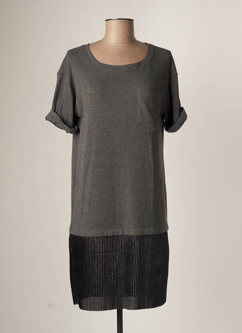Robe mi-longue manches courtes manches courtes gris ET COMPAGNIE femme