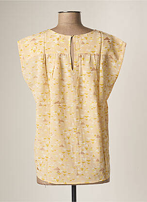 Blouse col v manches courtes beige DES PETITS HAUTS femme