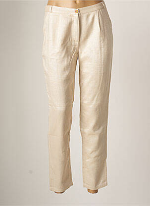 Pantalon 7/8 fermeture zippée sous rabat boutonné taille normale beige DES PETITS HAUTS femme