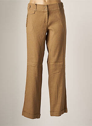 Pantalon large fermeture zippée sous rabat boutonné taille normale marron EVA KAYAN femme