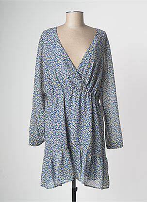 Robe mi-longue imprimé fantaisie manches longues bleu BEST MOUNTAIN femme