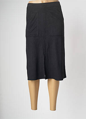 Jupe mi-longue taille haute noir OXANA femme