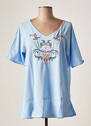 Top manches courtes manches courtes bleu ELENA Z femme