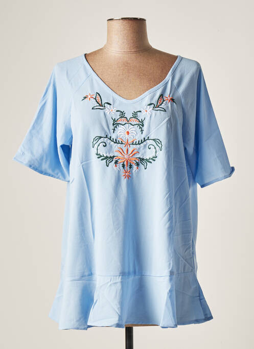 Top manches courtes manches courtes bleu ELENA Z femme