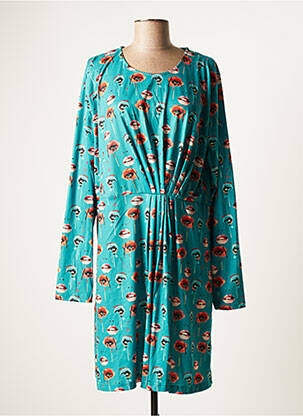 Robe mi-longue imprimé fantaisie manches longues vert SMASH WEAR femme