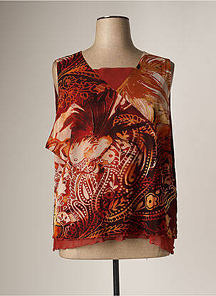 Top col carré sans manche orange FRANCOISE F femme