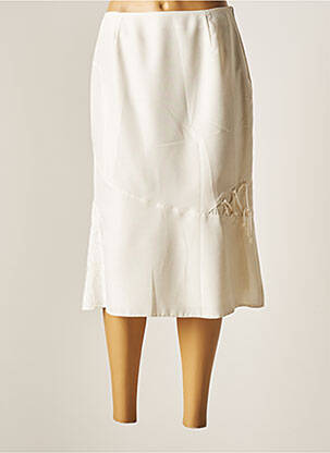 Jupe mi-longue fermeture zip latéral beige CHRISTINE LAURE femme