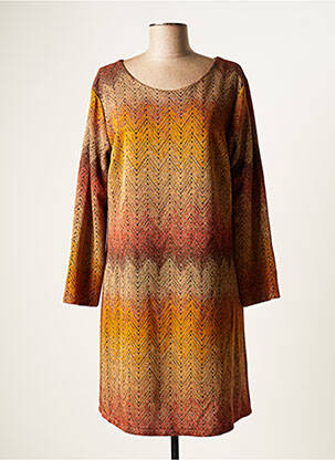 Robe courte manches longues manches longues orange BELLITA femme