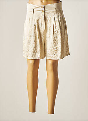 Short taille à pinces taille haute beige ASTRID BLACK LABEL femme