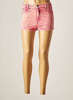 Short fermeture zippée sous rabat boutonné taille normale rose KAMI femme