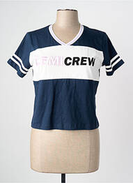 T-shirt col v manches courtes bleu CEMI femme
