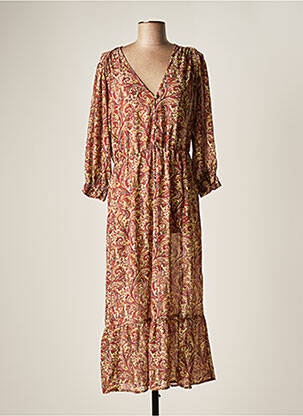 Robe longue coupe évasée manches 3/4 rouge CLOUDS OF FASHION femme