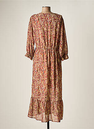 Robe longue coupe évasée manches 3/4 rouge CLOUDS OF FASHION femme