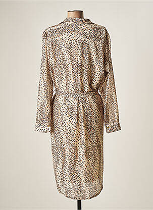 Robe mi-longue coupe fluide manches longues beige BELLITA femme