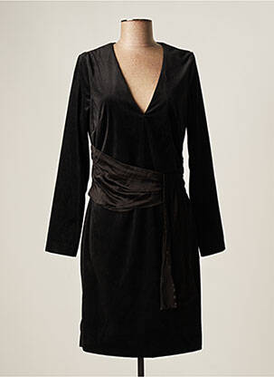 Robe mi-longue manches longues manches longues noir MORGAN femme