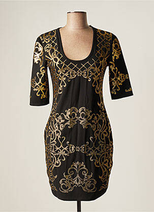 Robe courte fermeture zippée au dos manches courtes noir ASTRID BLACK LABEL femme