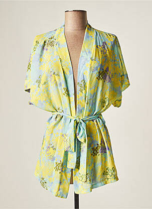 Veste kimono imprimé fantaisie jaune BELLITA femme