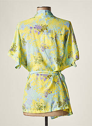 Veste kimono imprimé fantaisie jaune BELLITA femme