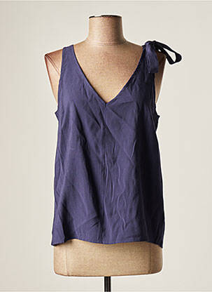 Top col v sans manche bleu MOLLY BRACKEN femme