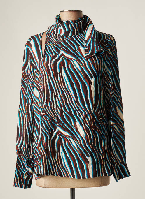 Blouse col rond manches longues marron ASTRID BLACK LABEL femme