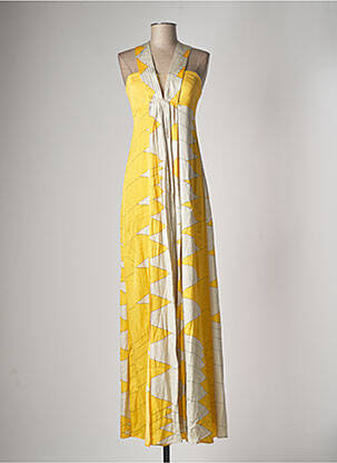 Robe longue jaune MANGO pour femme