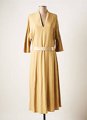 Robe longue coupe évasée manches 3/4 beige MOLLY BRACKEN femme