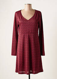 Robe courte coupe évasée manches longues rouge COLINE femme