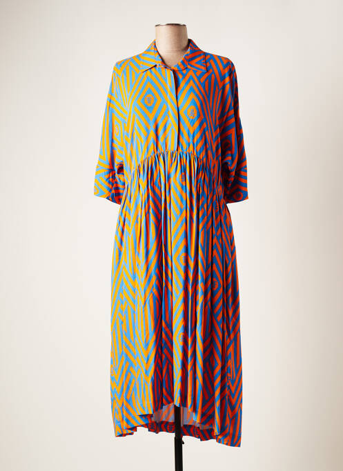 Robe mi-longue manches courtes manches courtes orange FRACOMINA femme