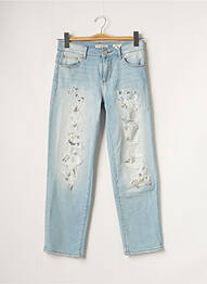 Jeans coupe droite effet usé délavé taille normale bleu FRACOMINA femme