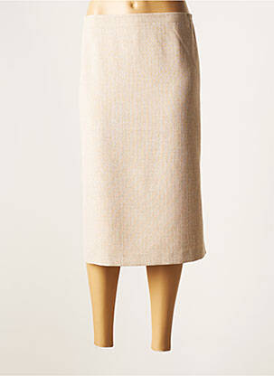 Jupe mi-longue coupe droite beige GUY DUBOUIS femme