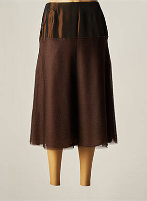 Jupe longue fermeture zippée au dos marron BETTY BOOM femme