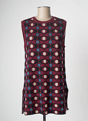 Pull tunique col rond sans manche rouge ANGELA DAVIS femme