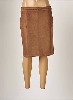 Jupe mi-longue stretch marron THALASSA femme